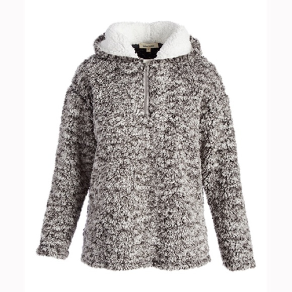 Last Size S! Charcoal Sherpa Quarter-Zip Hoodie